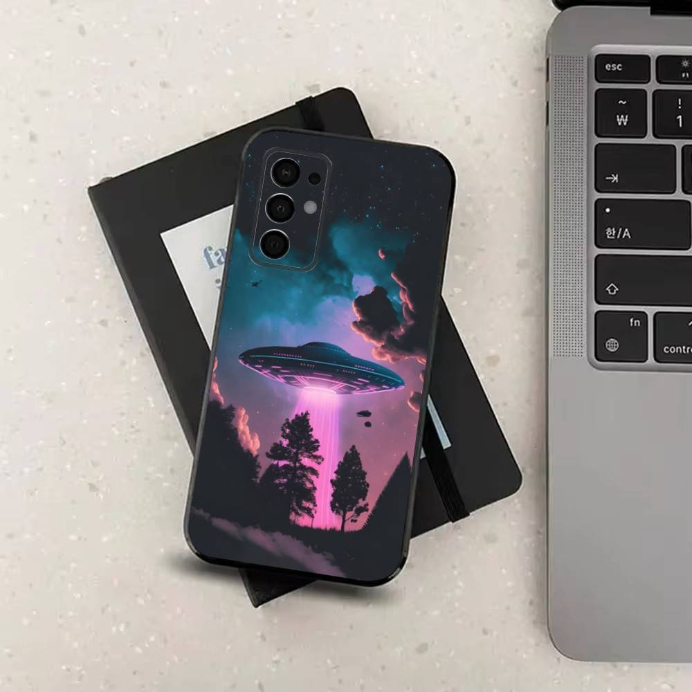 Singular Space UFO Alien Phone Case For Samsung Galaxy A73,31,32,72,41,53,52,71,22,5G,Note,J7,8,9 Soft Black Silicone Cover