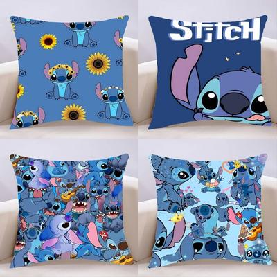CartoonS-Stitchs Pillow Case Cushion Cover Soft Cute Throw Pillow Case For Car Sofa Pillowcase Polyester With Zipper