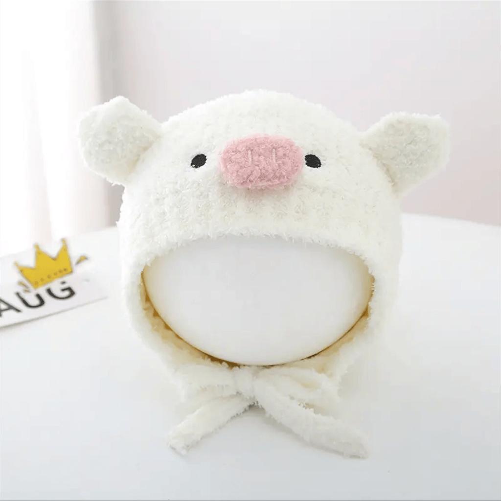 Autumn and winter cute piggy warm men and women children plush hat go out windproof hat baby ear hat baby hat