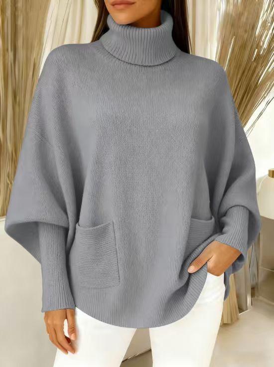 2026 Women's High Neck Loose Knit Pullover - European and American Autumn/Winter Style