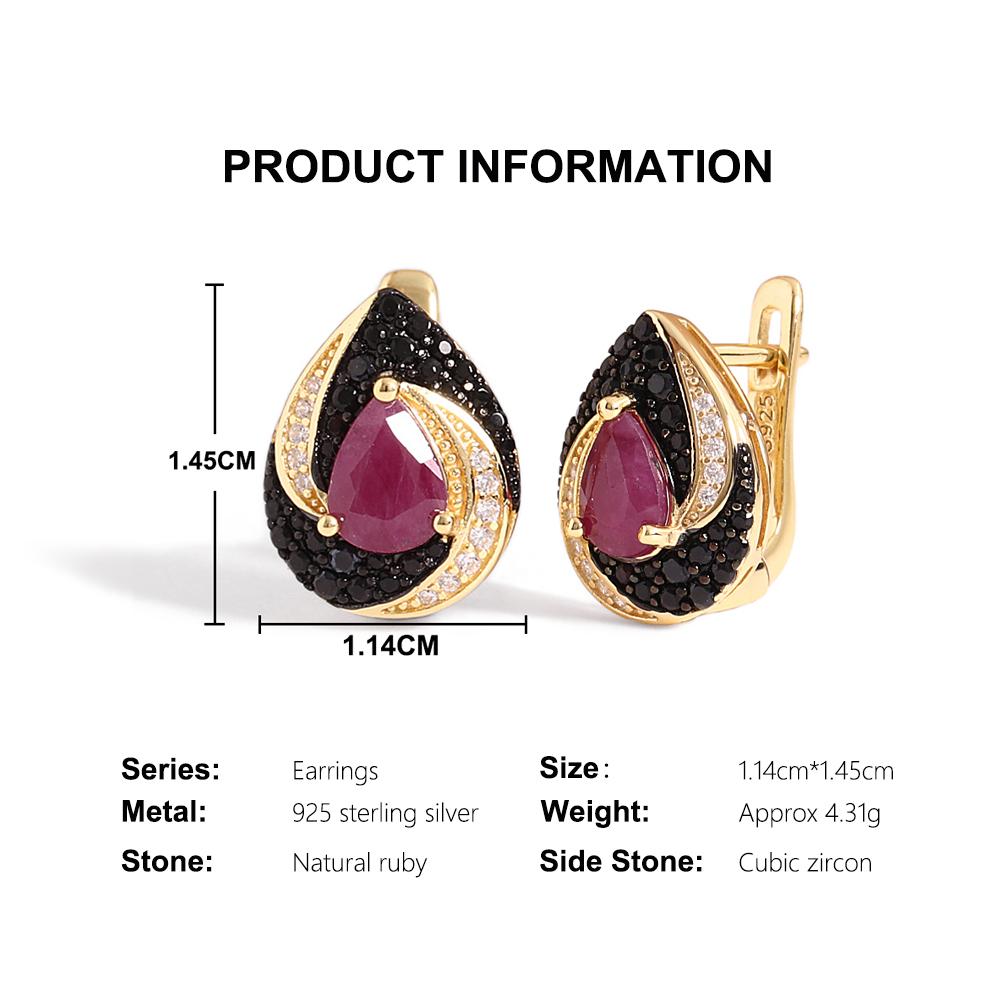 Vintage natural pear 5*7mm ruby jewelry set 925 sterling silver ring earrings pendant necklace for women's engagement party wear