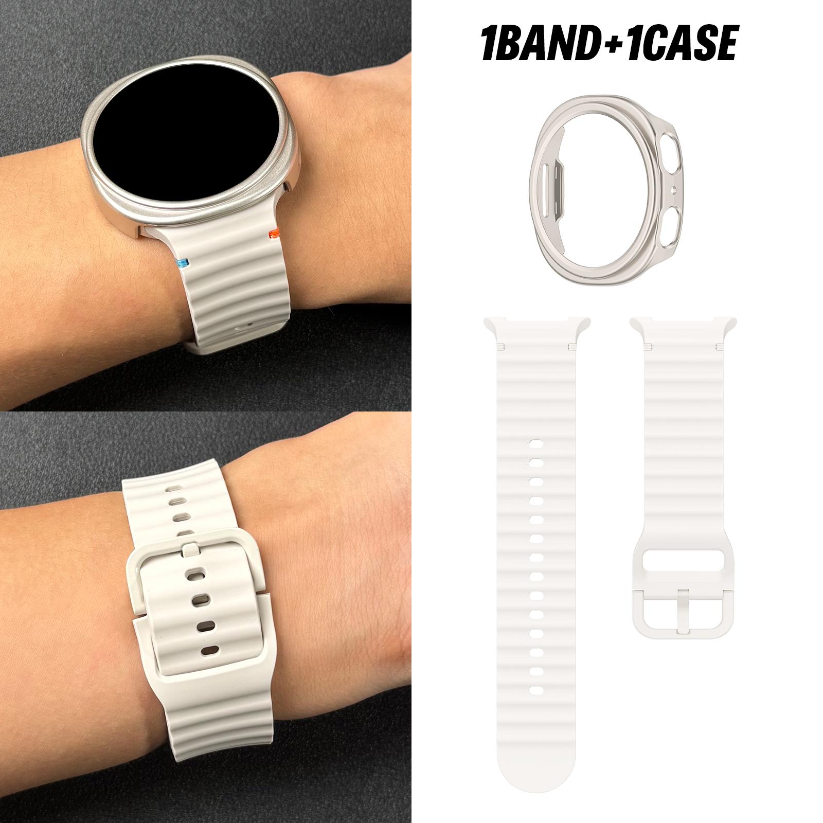 

2pcs Silicone Wave Stitch Color Buckle Strap for Samsung Watch8 Non-waterproof Breathable Sweat-resistant for 40/44/46mm Fo Watch 8 40mm