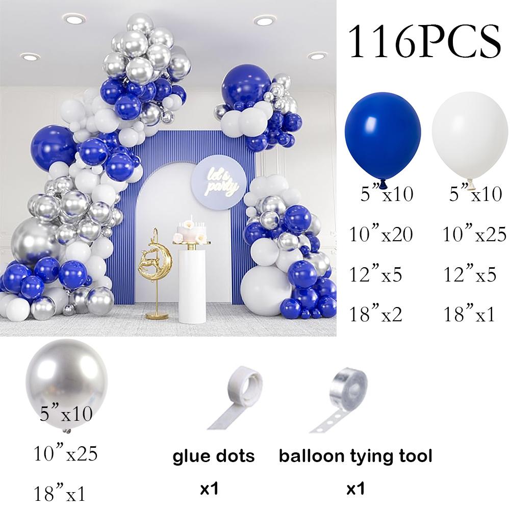 

Royal Blue Ballon Kit White Silver Latex Balloons Garland Arch Baby Shower Wedding Anniversary Baby Shower Graduation Decoration As Picture