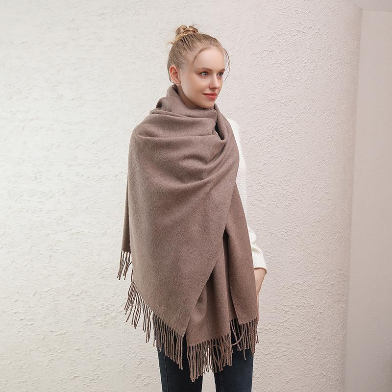 Imitation Cashmere Scarf for Women Autumn and Winter Warm Men's Wool Cashmere Scarf Winter Solid Color Korean Style Couple's Large Scarf