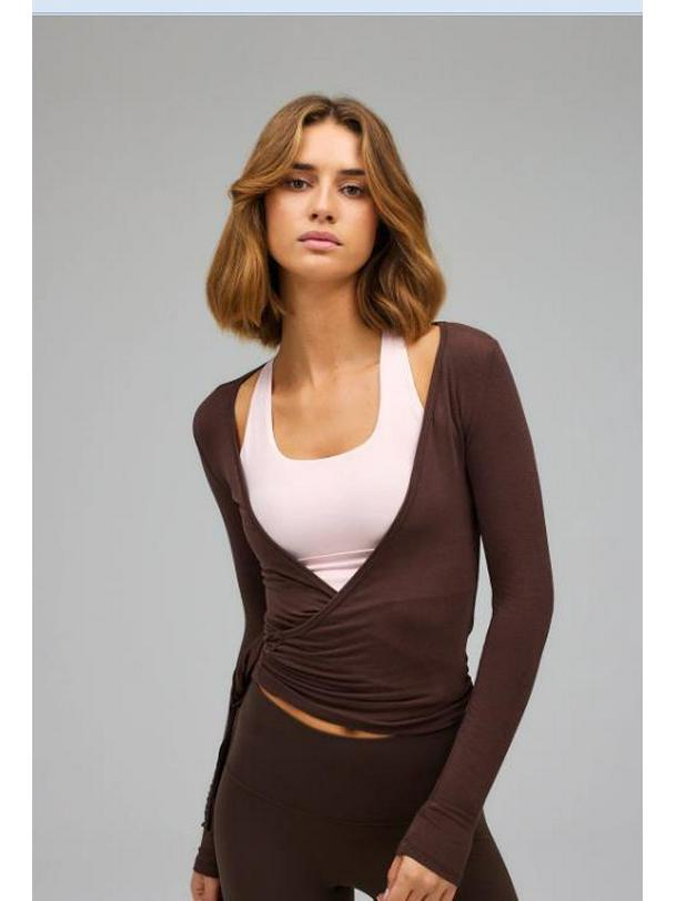 

Весна 2025 Женский трикотажный свитер с длинным рукавом в спортивном стиле L кофейный