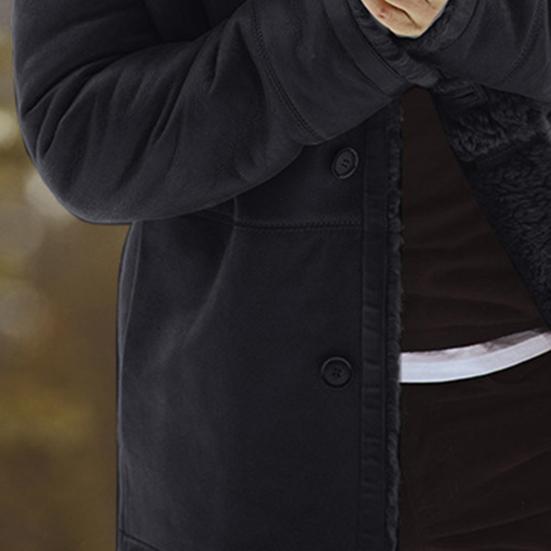 Herrenmantel Verdickt Einfarbig Mittellang Lässig Herren Gefüttert Winterjacke