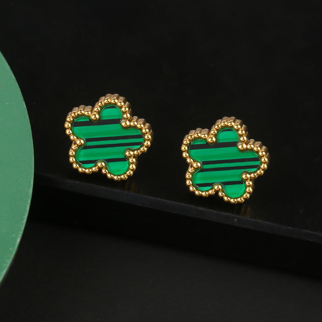 INS Nerezová ocel Pětilistá květina Čtyřlístek Náramek Šperky Sada Náhrdelník Náušnice Pro ženu Denní nošení Šperky