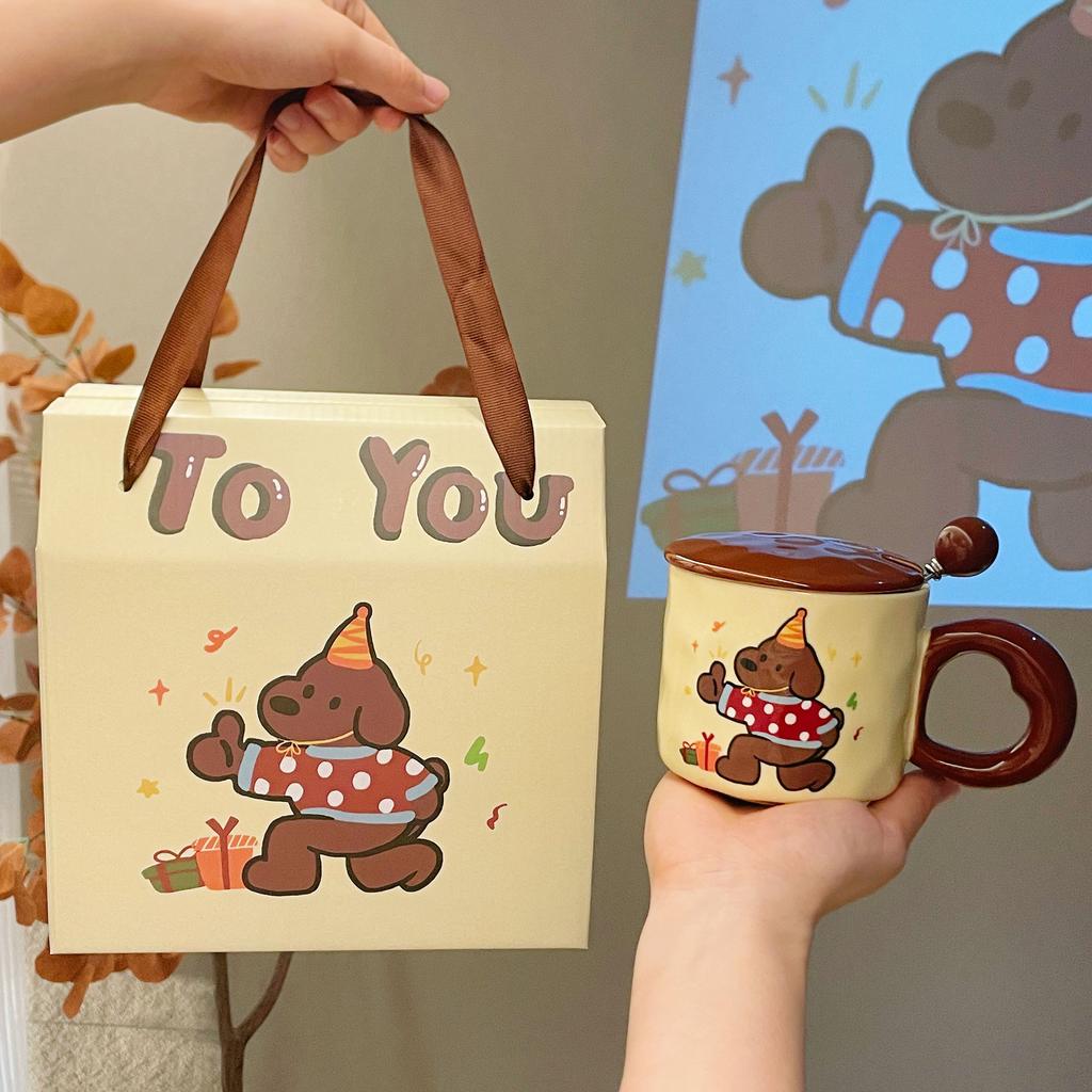 Mug with Lid Spoon 2025 New Female Cute Cup Souvenir Ceramic Water Cup Coffee Cup Advertising Cup