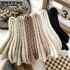 6pcs Elegant Women's Plush Socks - Cozy & Warm Mid-Calf Winter Fleece, Solid Color, Soft Polyester Blend