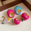 Korean Style Vintage Ring Flower Big Floral Ring Colorful Enamel Fruit Ring  Gifts for Women Girl