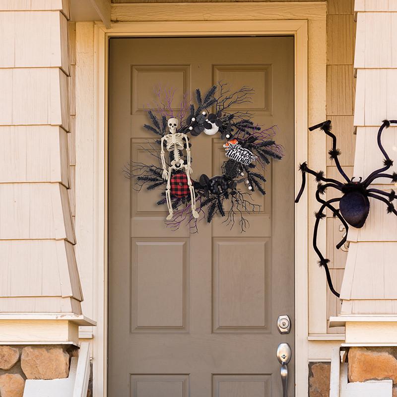 Charming American Country Style Halloween Skeleton Pumpkin Door Wreath Decoration