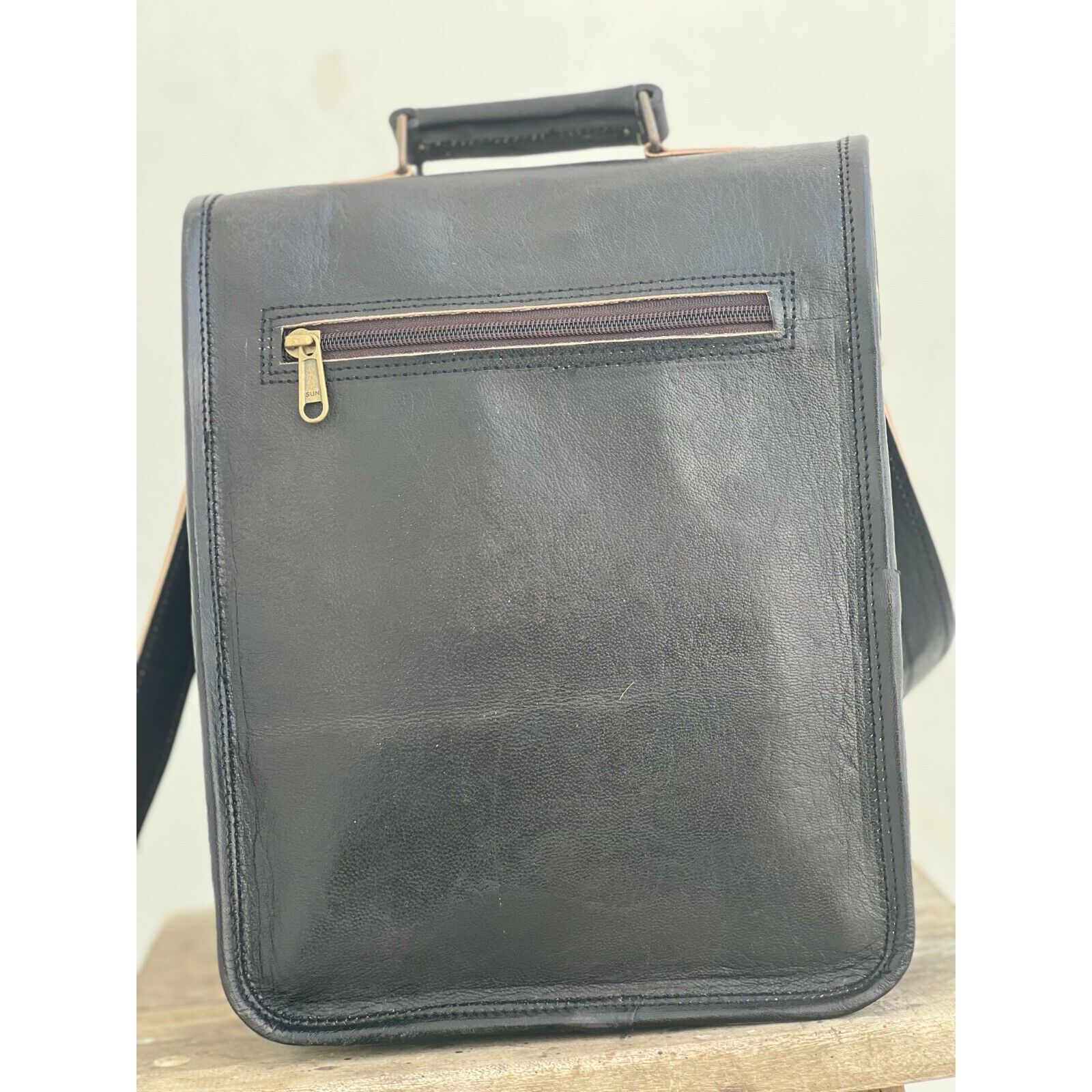 Кожаный винтажный кошелек на плечо 12 дюймов — фото 4