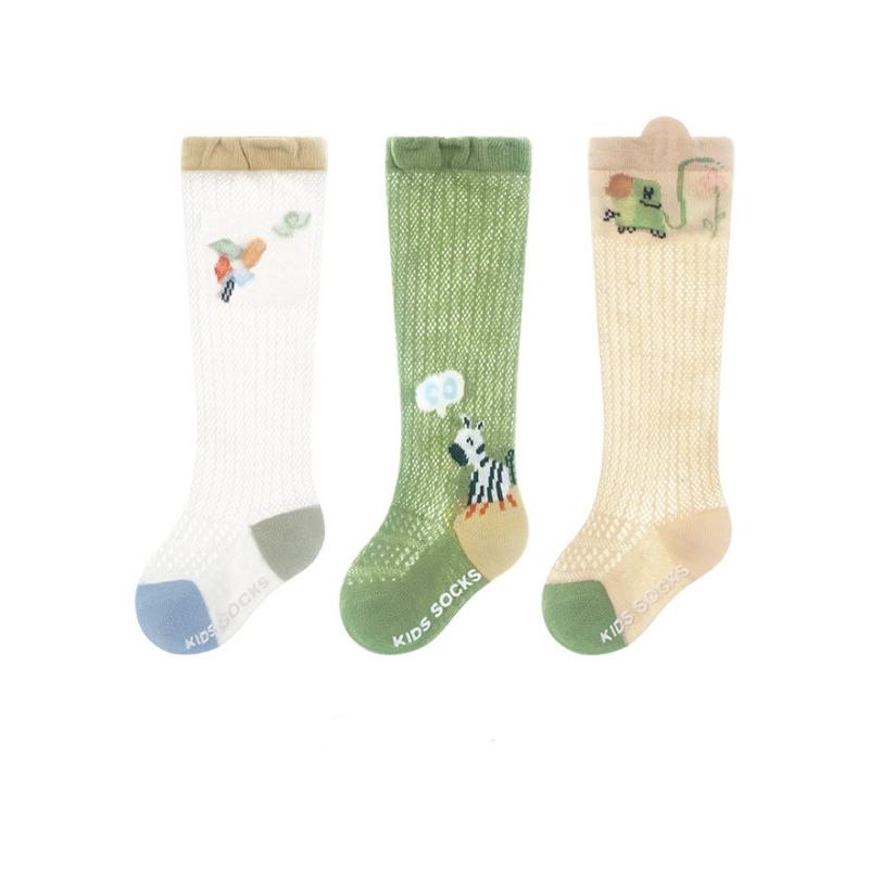 3Pairs/set Mesh Socks For Babies Casual Children's Cotton Loose Over Knee High Socks Non-slip Summer Cartoon Print Sock