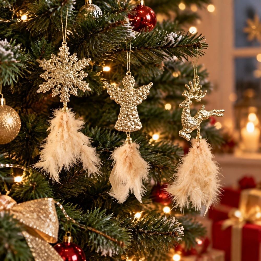 Plastic Christmas Tree Feather Pendant Wall Christmas Decoration Christmas Party Decor