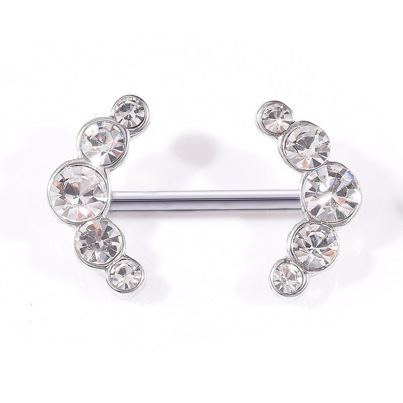 The New Symmetrical Diamond Milk Ring Milk Nails European And American Stainless Steel Puncture Jewelry