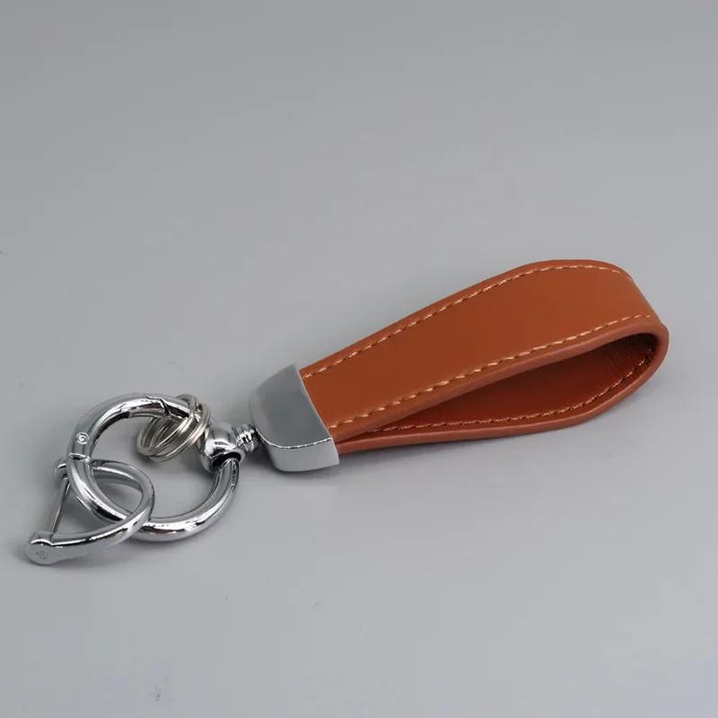 Custom LOGO Vintage PU Leather Keychain Laser Engrave Metal Car Keyring Personalize Texts Key Chains for Men and Women Gift
