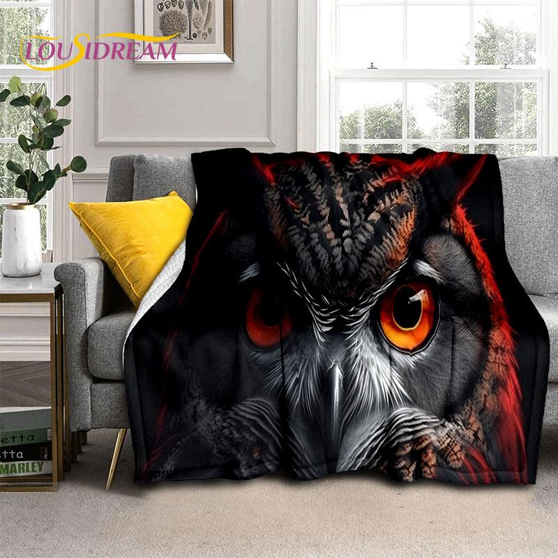 3D Cute Owl Eagle Birds Cartoon HD Soft Flannel Blankets,Throw Blanket Comfortable Blanket for Picnic Beds Home Bedroom Kid Gift