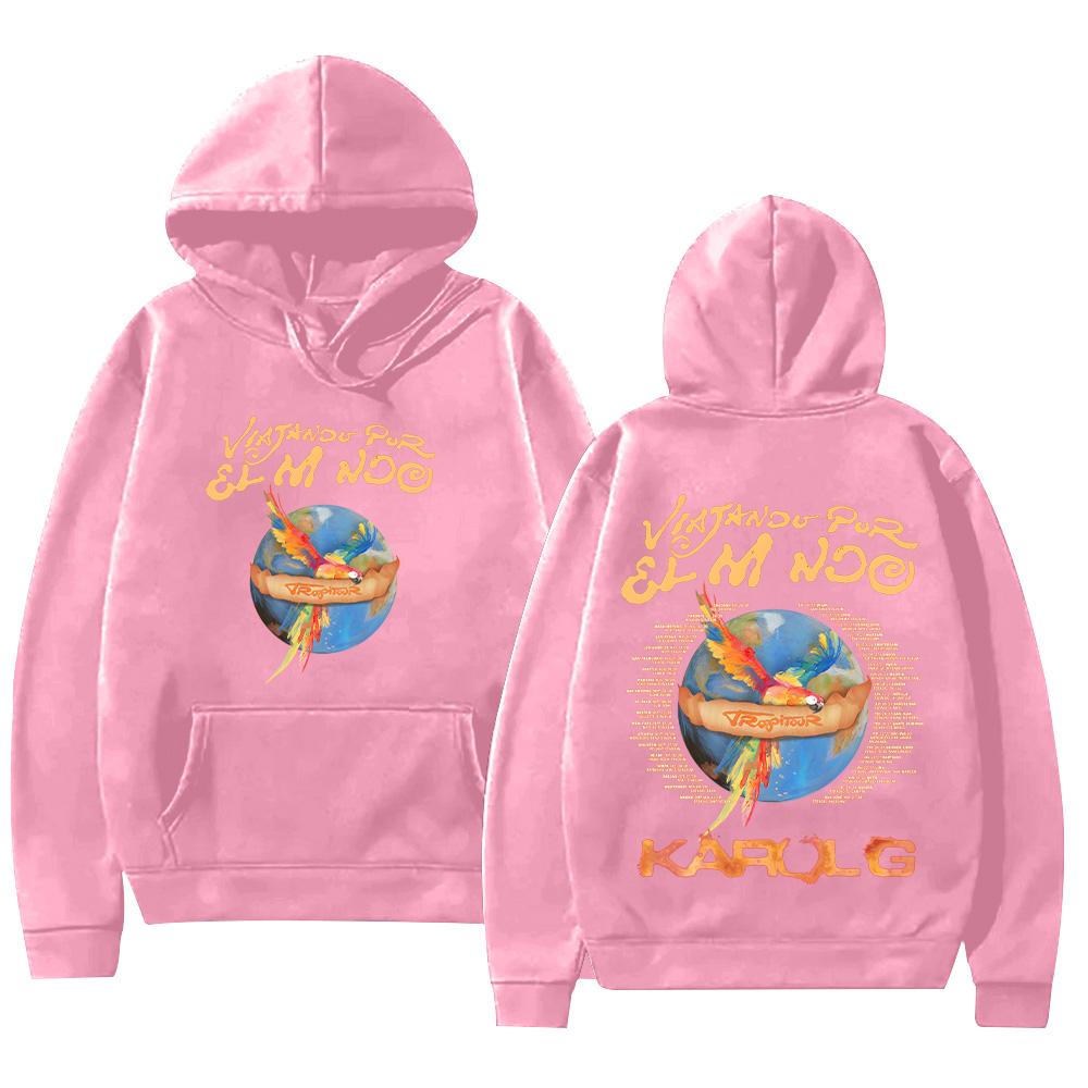 Karol G Viajando Por El Mundo Tropitour Hoodies Long Sleeve High Street Sweatshirts Unisex New Pattern Pullovers