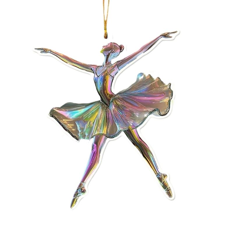 Set de 5 Brelocuri Elegante pentru Mașină în Formă de Balerină, Pandantiv Acrilic 2D pentru Agățat pe Perete, pentru Iubitor de Dans, Ornament de Crăciun