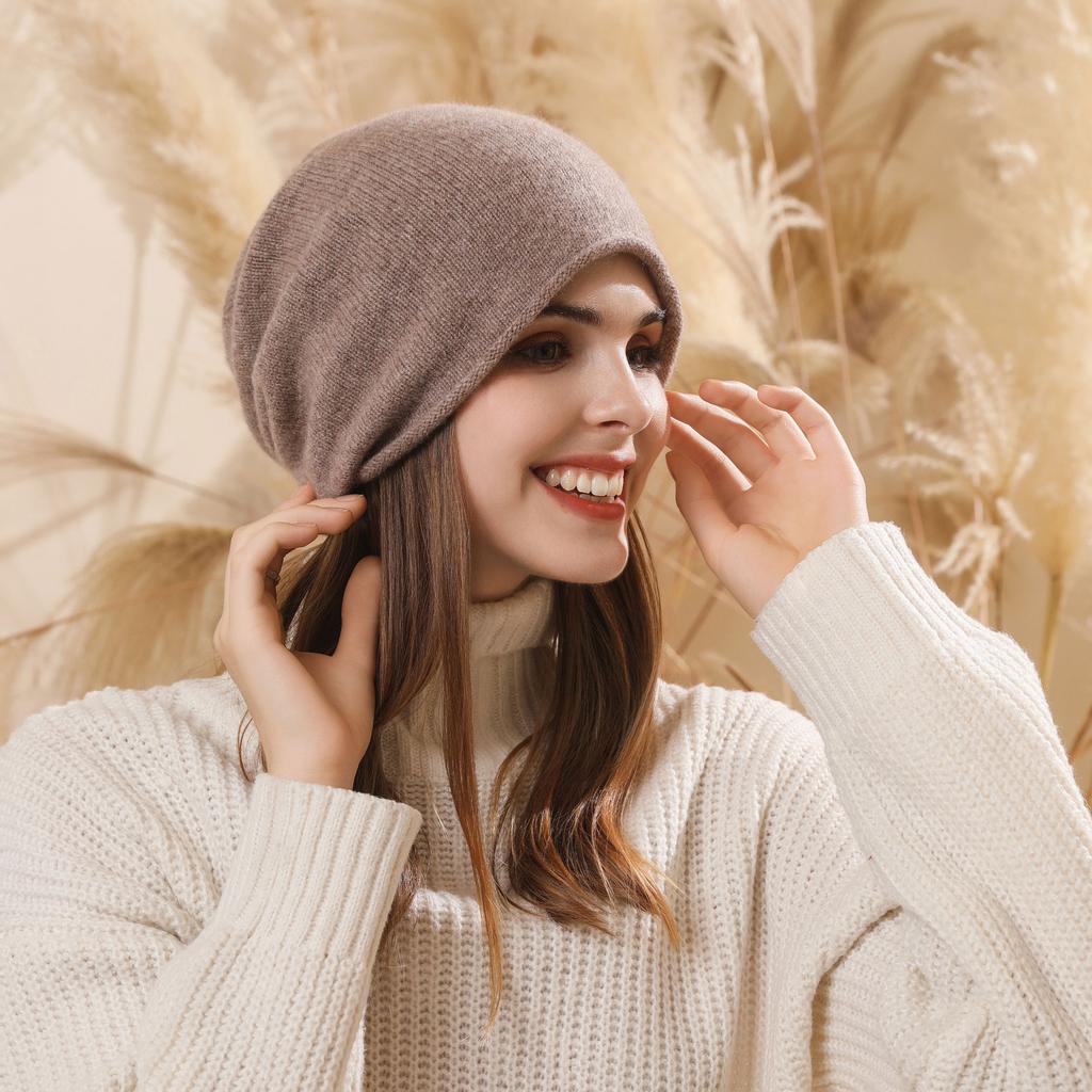Autumn and winter new hat women's warm ear protection big head circumference cold hat knitted wool pullover hat