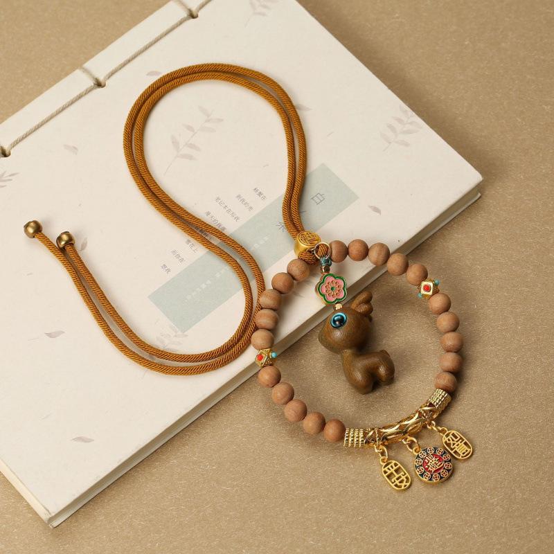 Sandalwood Deer Car Pendant: Cute Rearview Mirror Ornament for Men & Women