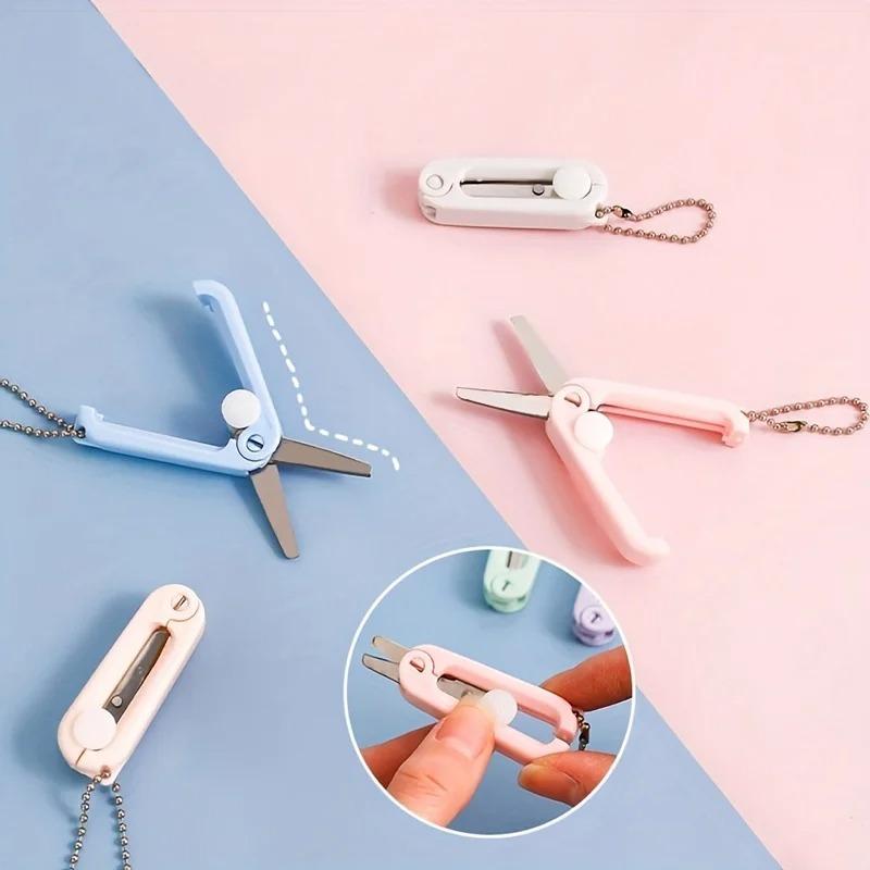 Mini Portable Folding Scissors Colorful Creative Stainless Steel Paper Cuttings Art Office  School  Supplies  Convenient