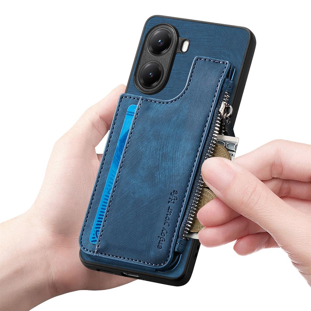 Xiaomi Poco X7 Pro 5G/Xiaomi Redmi Turbo 4 5G Kılıfı Fermuarlı Kartlık Standlı Deri + PC + TPU Telefon Kılıfı