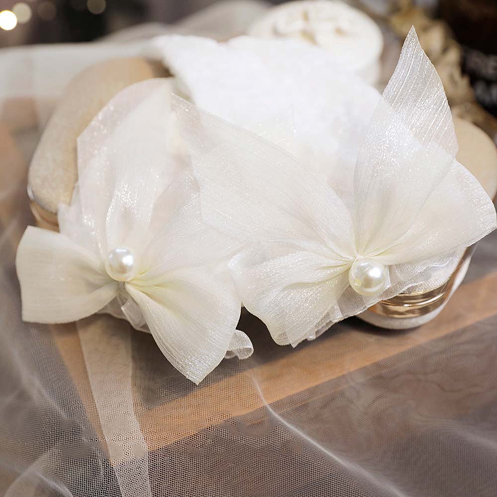 Pearls Flexible Accessories Girls Wedding Lace Bow Gloves Bridal Mittens White Gloves Ruffle