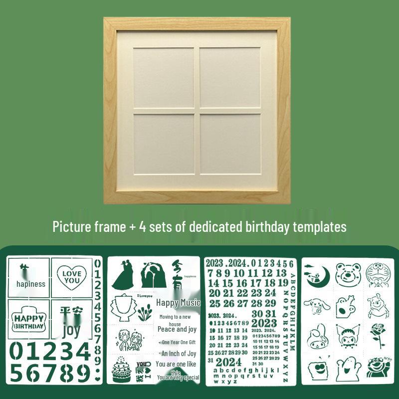 Birthday Anniversary Oil Pastel Painting Kit: Four-Grid Handmade Beginner Set with Materials & Finished Product