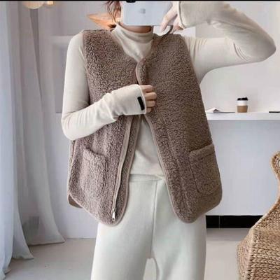 Women's Plush Fleece Vest - One-Piece Outerwear for Spring and Autumn