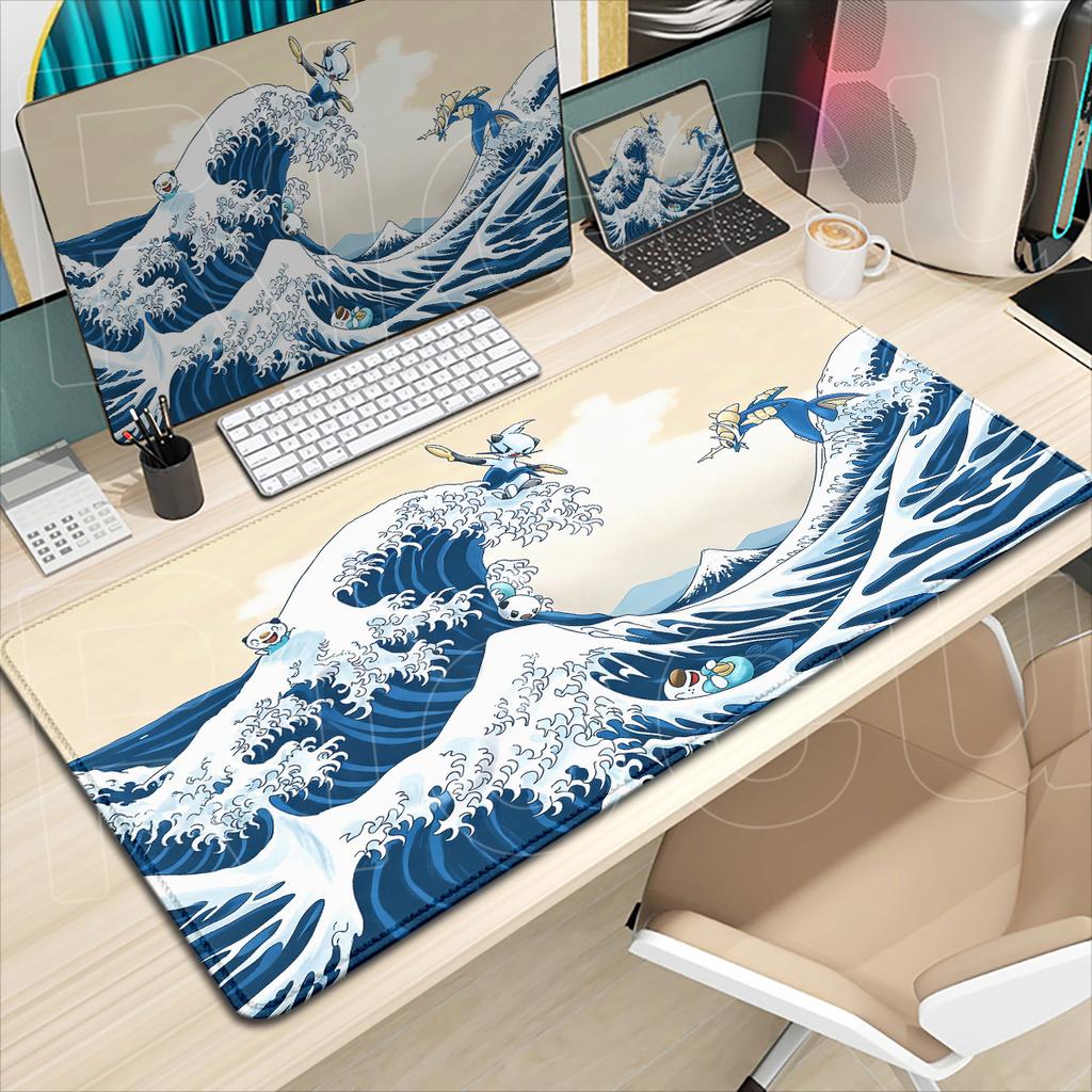 Grand Tapis de Souris pour Ordinateur Portable Gaming P-Pokemon Impression HD Tapis de Clavier en Caoutchouc Dessin Animé Mignon Oshawott 900x400mm Tapis de Souris