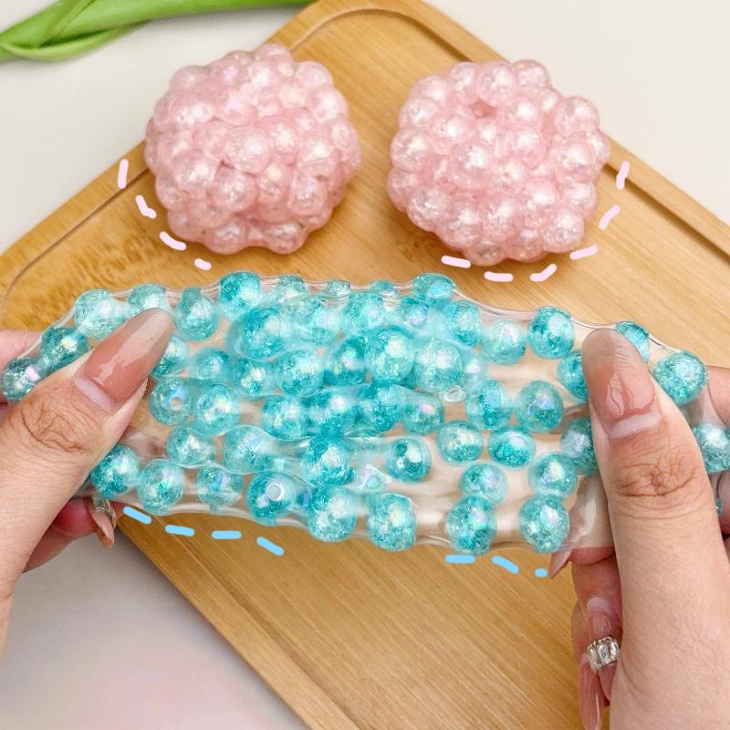 Shapeable Pearl Burst Beads Stress Ball Noisy Desktop Soothing Squeezing Crunchy Gifts For Children And Adults