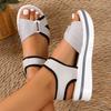 New Large-sized Thick-soled Summer Sandals for Women, Flat-bottomed, with Velcro Fastening, Women's Beach Sandals