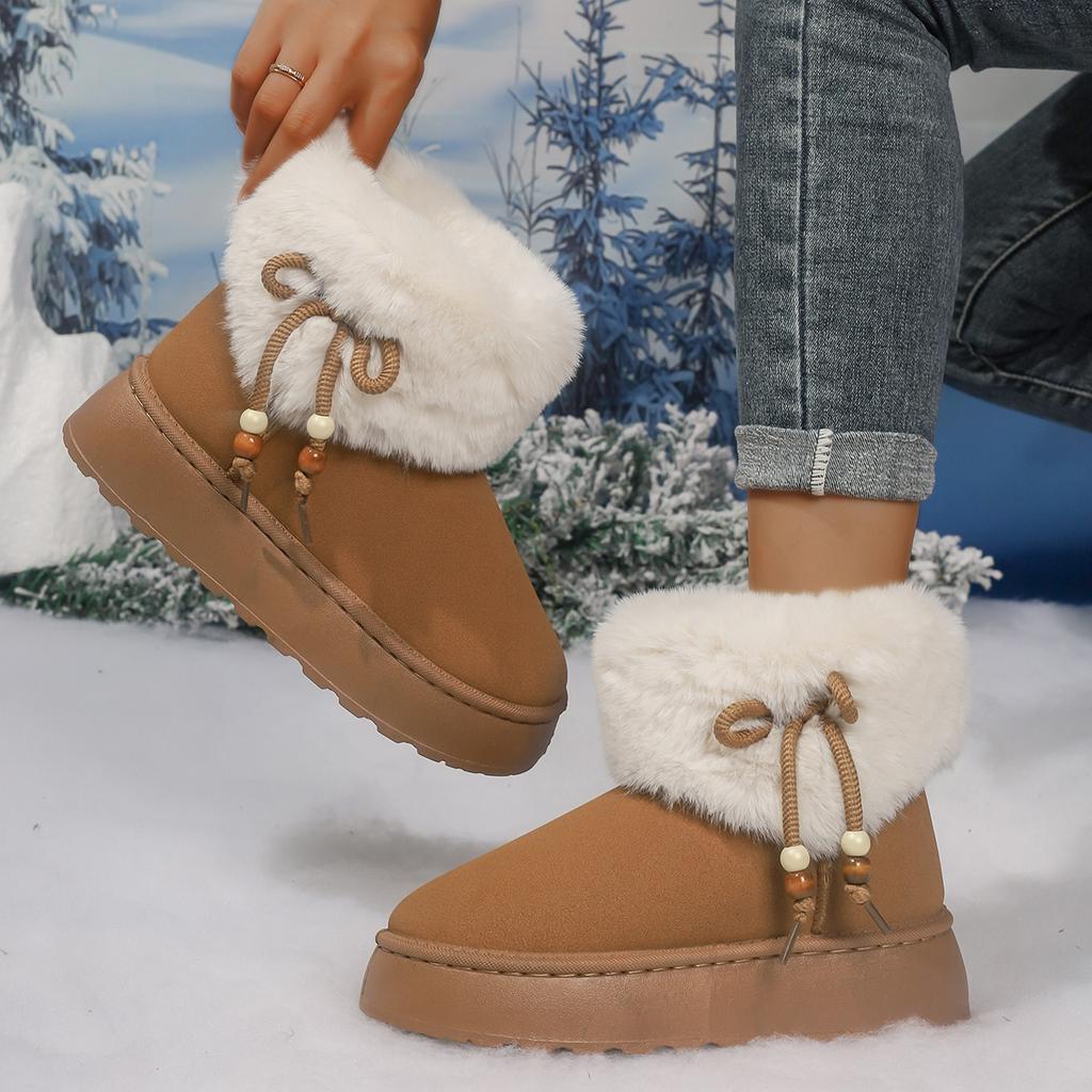 Fashion Women Snow Boots 2025 New Warm Thickened Plush Boots Thick Sole Casual Comfortable Anti-slip Women Shoes Winter Mid-calf Boots
