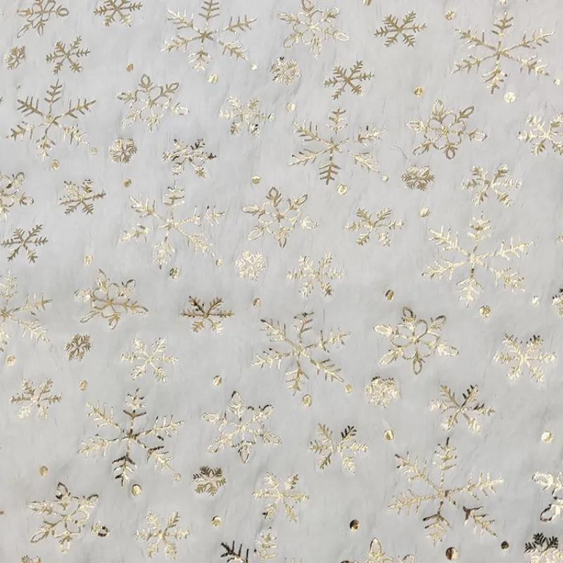 150x200cm/50x50cm PV Velvet Gilded Snowflake Velvet Fabric For Christmas Decoration Women's Hoodie Handmade DIY Sewing Cloth