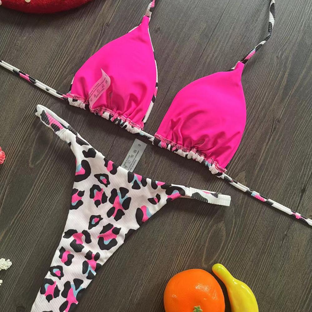 Swimwear Women Cute  Cherry Print Brazilian Thong Bikini Set Sexy Thong Swimsuit Two Pieces Bathing Suit Women  Beach Wear