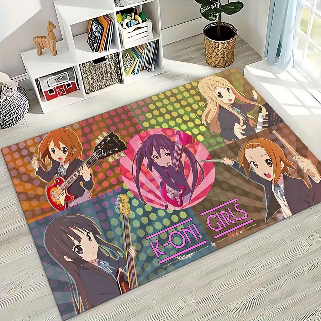 Anime K-ON Kawaii Girl Hirasawa Yui Music Cartoon Rug for Bedroom Living Room Sofa Home Doormat Decor,Kids Non-slip Floor Mat