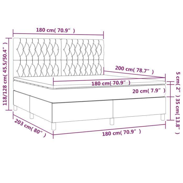 3143218 vidaXL Divan Bed and Mattress Dark Grey 180x200cm Velvet