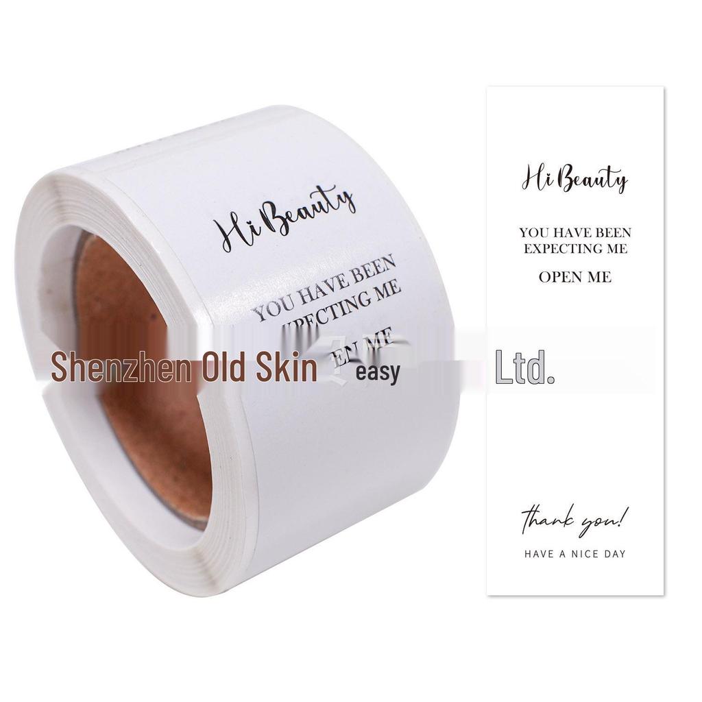 White Rectangular Adhesive Stickers for Gift Box Sealing - 100 Sheets/Roll