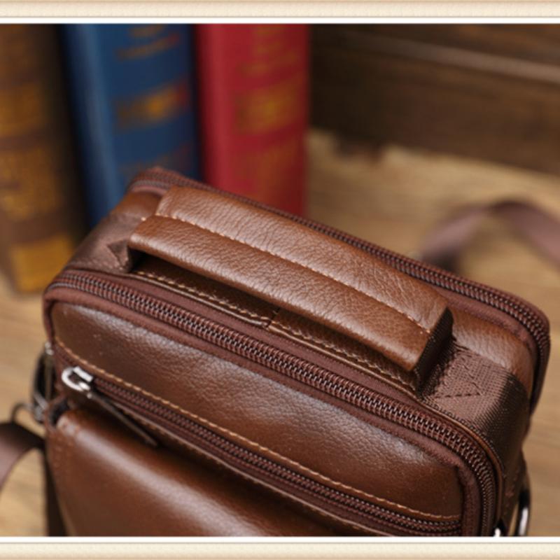 Genuine Leather Men's Messenger Bag 7-inch Mini One-shoulder Small Bag Multifunctional Backpack Cowhide Casual Men's Bag Handbag