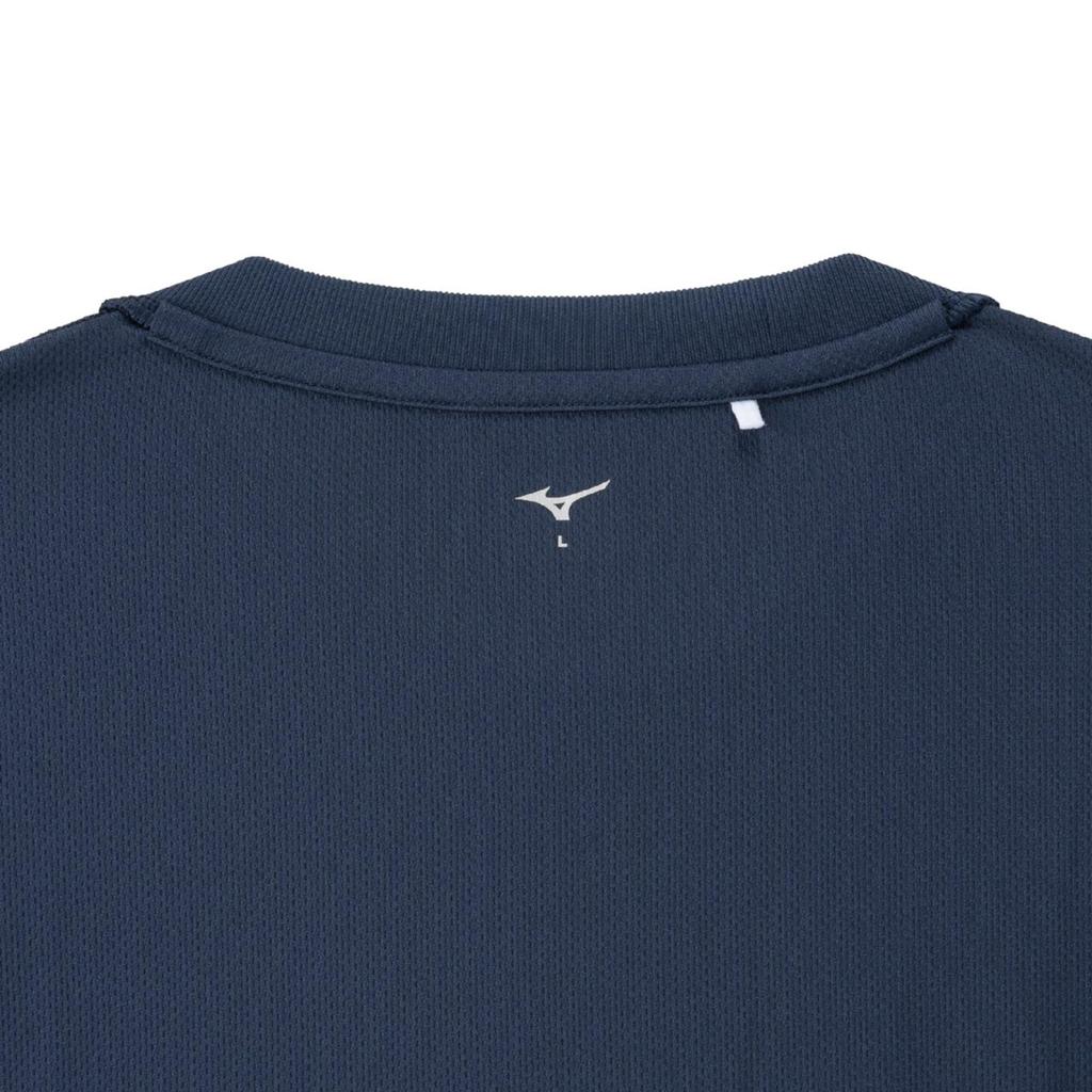 Mizuno New Model NaviDry Short Sleeve Dress Size M T-Shirt, U-Neck, Moisture-Wicking, Quick-Drying, Underwear, 32MAC196, Navy/White,