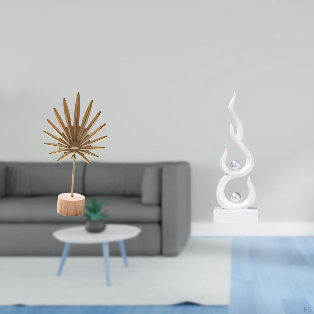 Flame Sculpture Metal Resin Figurine Nordic Creative Ornament Abstract Fire Shaped Statue for Table