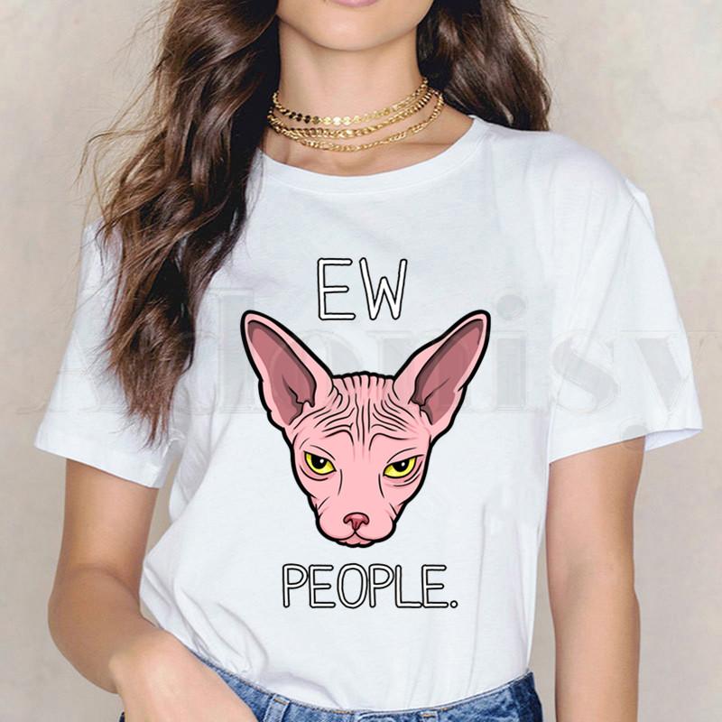 Sphynx Gatos Tshirts Impresso Gato Dos Desenhos Animados T Camisas Engraado De Unisexga Curta Feminino Topos T Harajuku Roupas Femininas Vintage