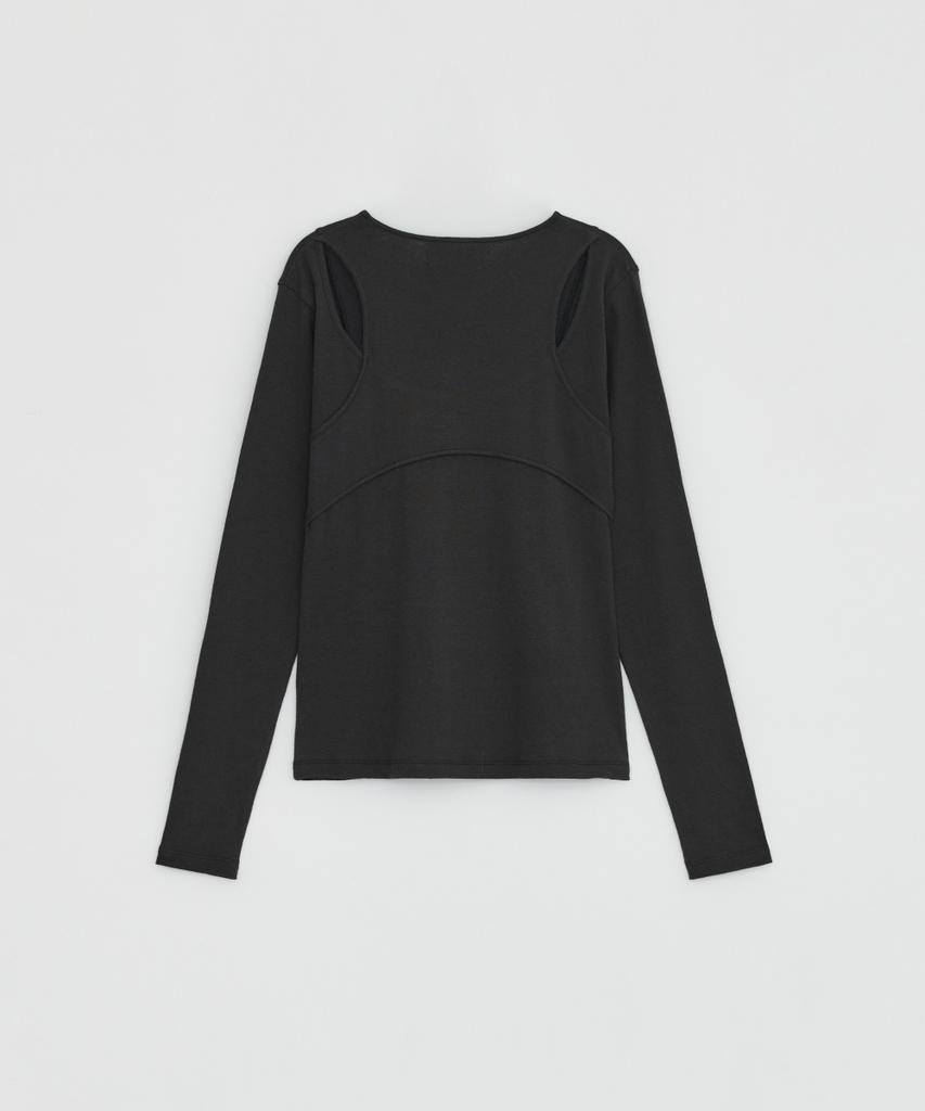 LOW TIDE Back Slit Long Sleeve T-Shirt [Charcoal]