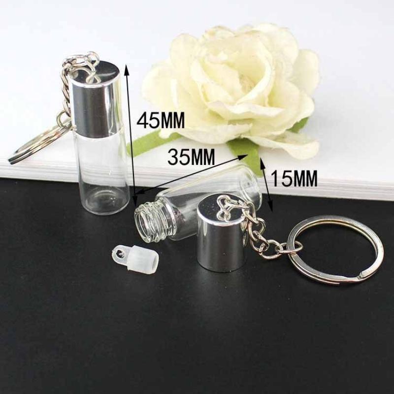Mini Wishing Bottle Keychain For Diy Decoration Craft Glass Bottle Pendant Women Bag Charm