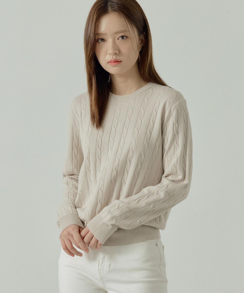 210EDIT Unisex Soft Round Neck Cable Knit [4 Color]_Zz5Sw013