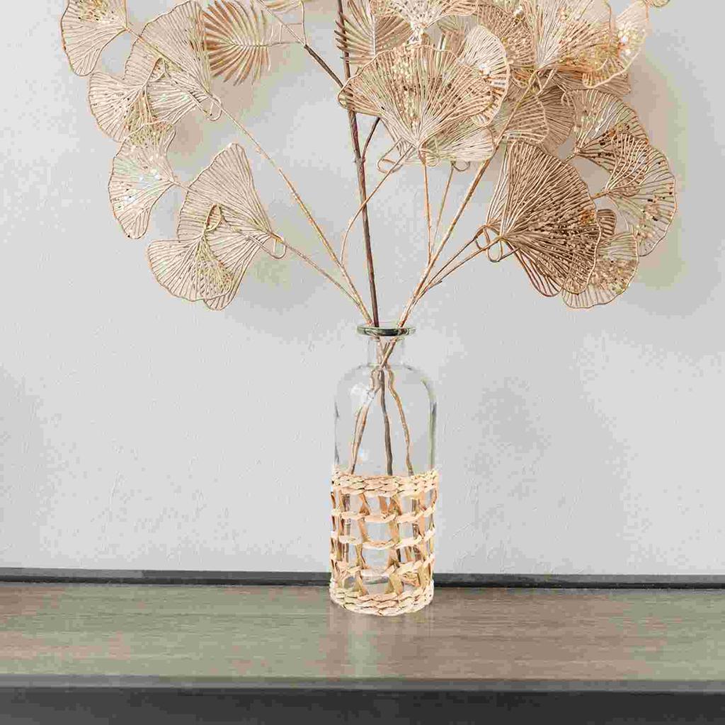 Kitchen Untelis Holder Rattan Vase Straw Set Cup Plant Protective Covers Wicker Sleeve Grass Glass Water Coffee Tumbler