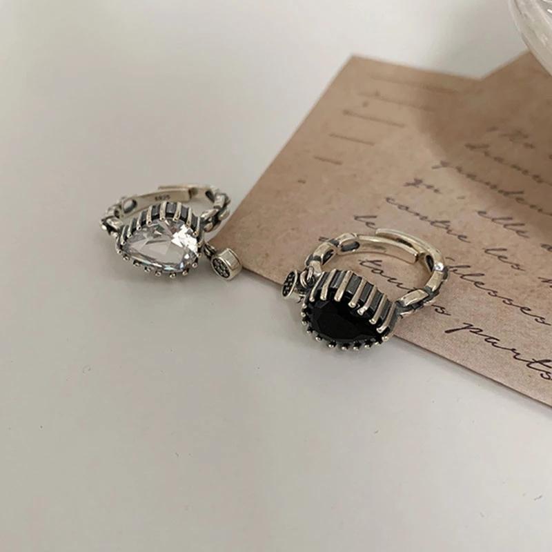 foxanry LOVE Engagement New Fashion Rings Vintage Punk Water Drop Geometric Party Jewelry Gifts for Women