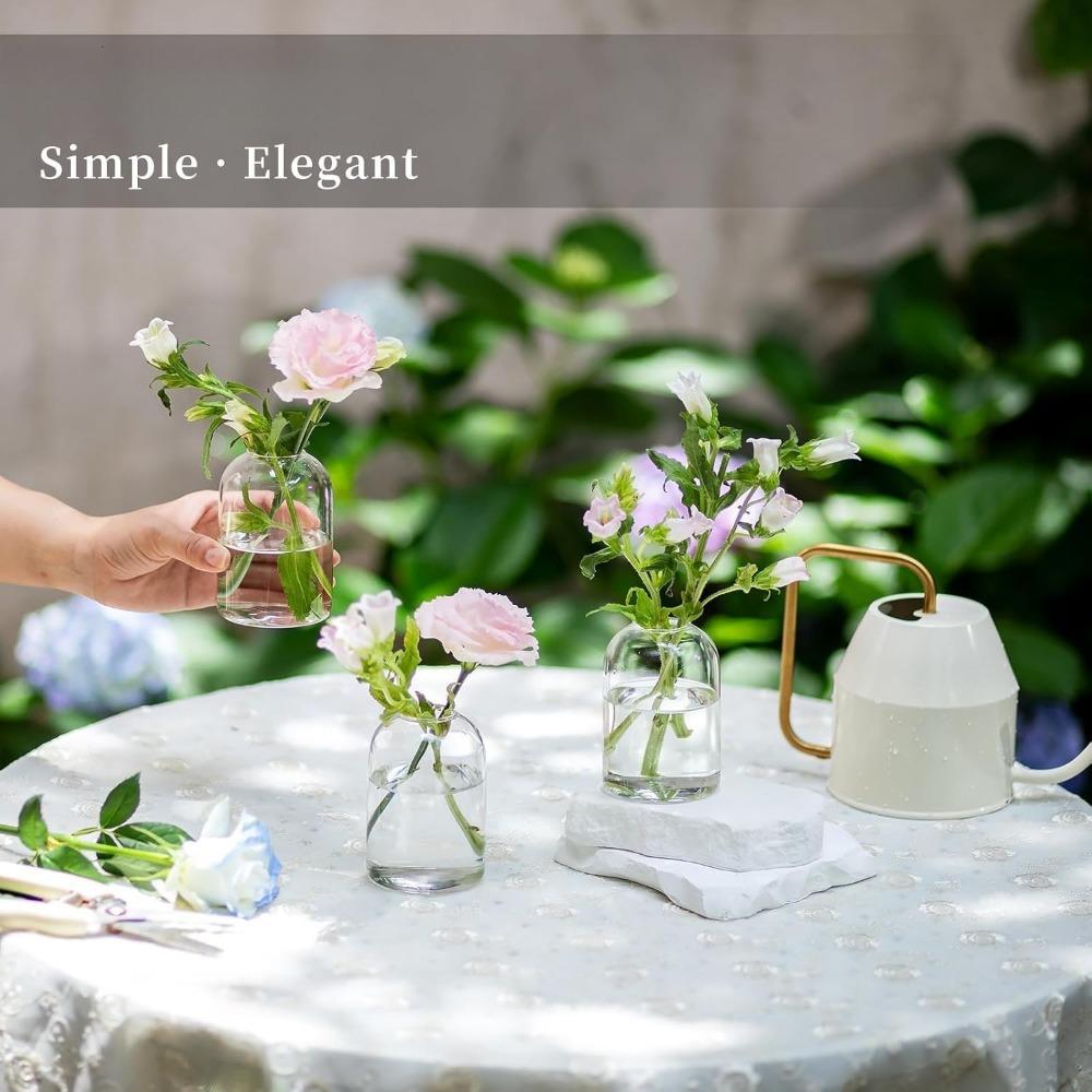 6pcs Glass Bud Vases for Centerpieces Clear Small Flower Vase Decor Bulk Simple Modern Decorative Vases for Flowers Candle Vase Wedding Centerpiece