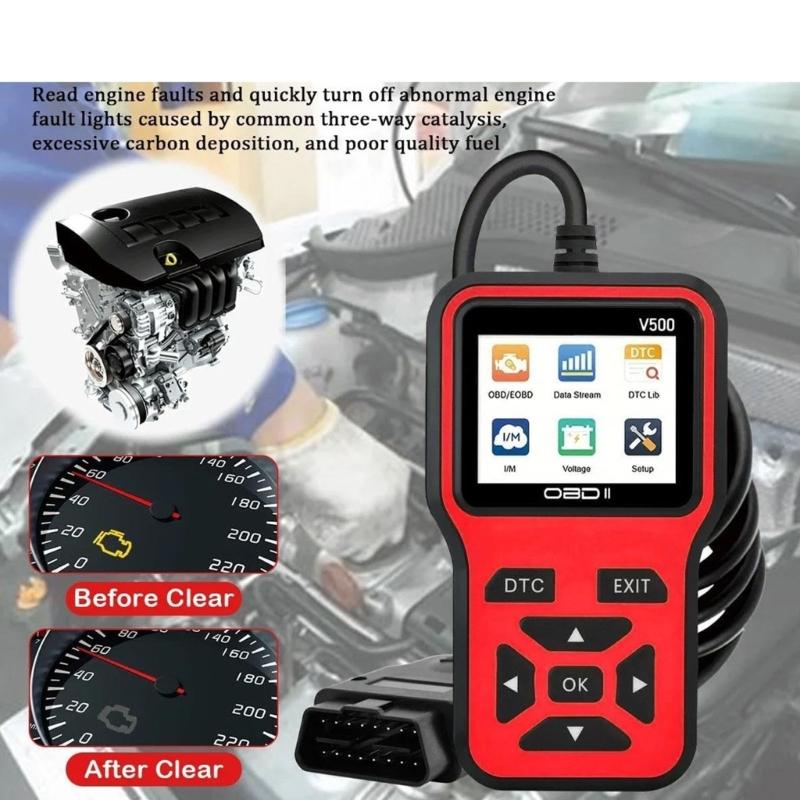 Efficient V500 OBD2 Scanner Car Diagnostic Tool With Real Time Data Stream And Fault Code Reader For 12V Vehicles